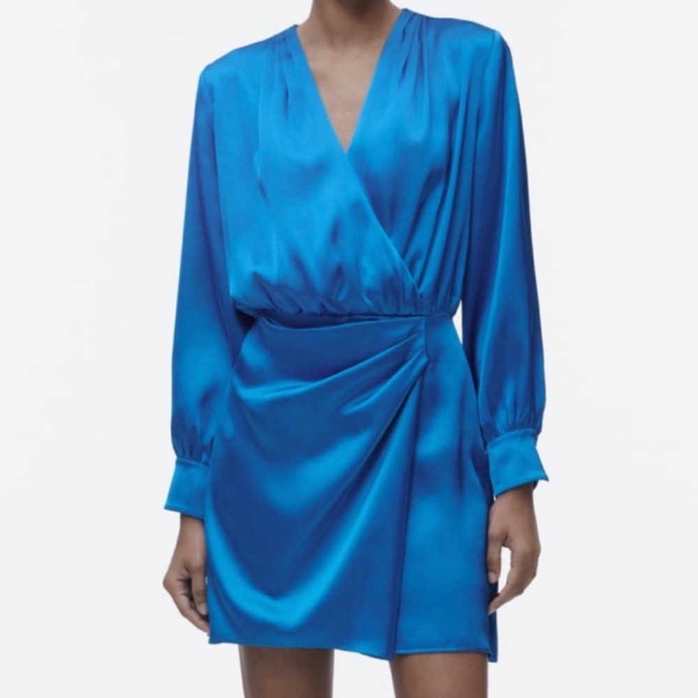 Zara Silk Blue Wrap Dress
